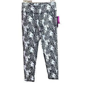 NEW EVCR Evolution‎ Creation 7/8 Leggings Medium Black White Pineapple Print